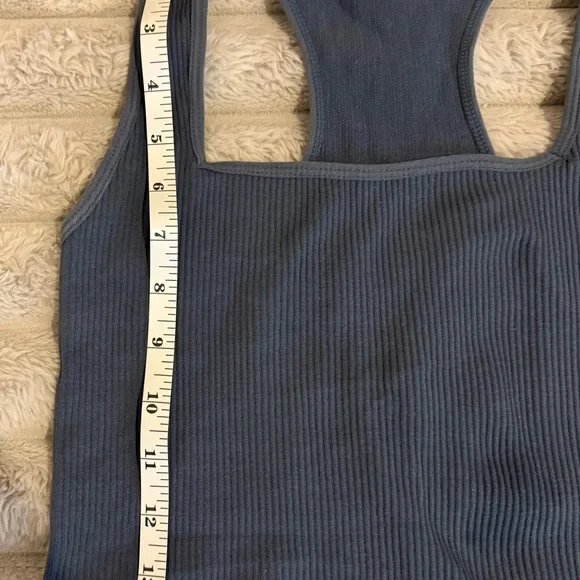 Honey Peach Ribbed Racerback Crop Tank – Slate Blue – Size Small - Picture 5 of 7